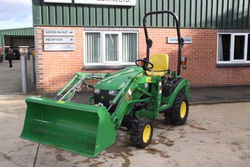 John Deere 1026R Compact Tractor With H120 Front Loader And Bucke for sale