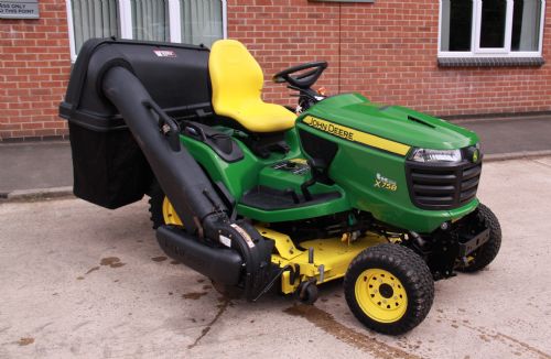 John Deere X758 Ride On Mower with grass collector for sale