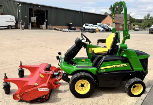 John Deere 1570 TerrainCut Rotary Mower with a Trimax Flaildek FX155 Out Front Flail for sale