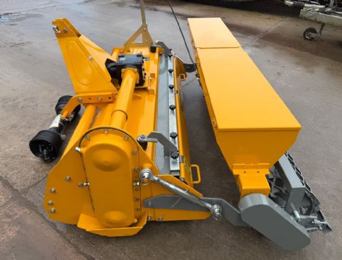 RAPTOR X Stone Burier 165 cm wide with Grass Seeder box, 125cm and 145cm available for tractor for sale
